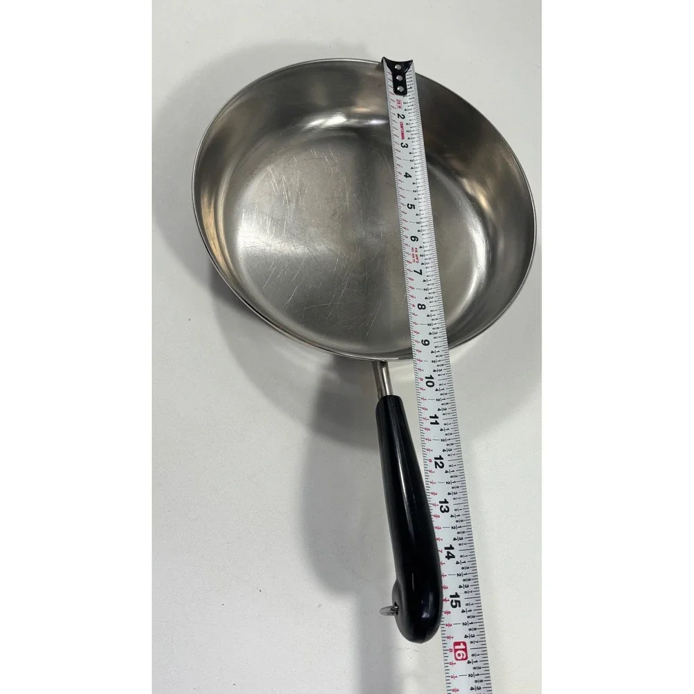Revere Ware 9 Inch Skillet Copper Clad Bottom Stainless Steel Pan Vintage USA